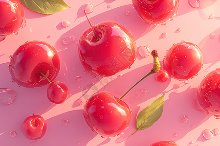 可爱的红色樱桃背景图片