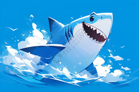 清蒸海鱼大笑鲨鱼在海洋中插画