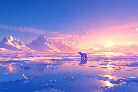 极地动物极地中的紫色北极熊插画