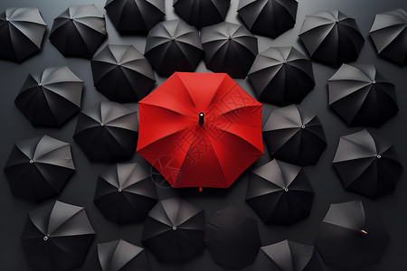 黑伞群里的红伞高清图片