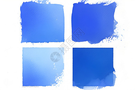 CAD图纸蓝色水彩方块插画