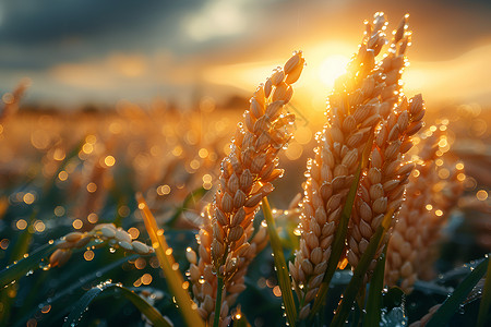 谷物植物阳光下成熟的谷物背景
