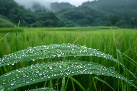 稻叶上的水珠背景图片