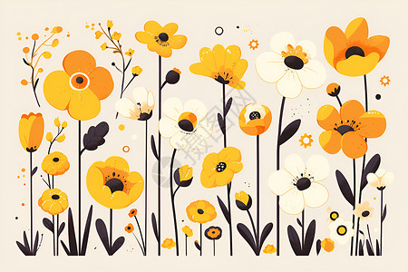 黄色的花朵盛开背景图片