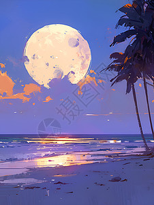 宁静海滩上的椰树背景图片