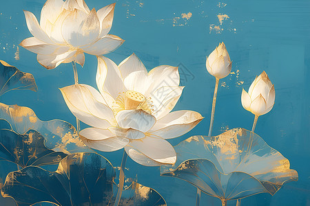 金色装饰的莲花背景图片