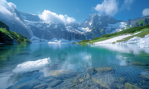 新疆冰川冰川山脉的风光插画
