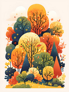秋日森林之树背景图片