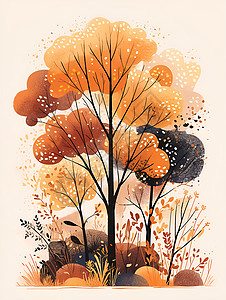 秋日美丽的树木背景图片
