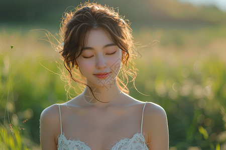 女孩穿裙淡雅妆容的女孩背景