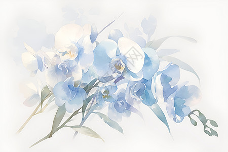 柔和的水彩兰花插画