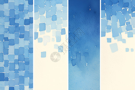 水彩色块抽象蓝色背景插画