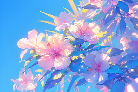 粉色花朵插图背景图片