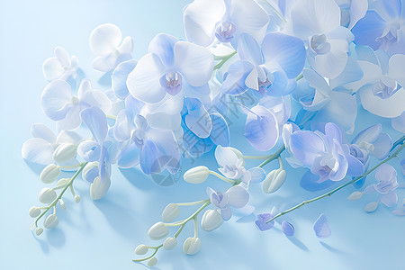 清新蓝白花束高清图片