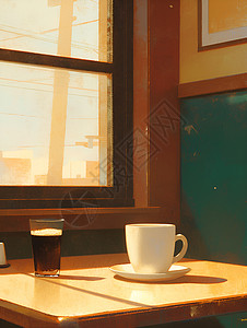 咖啡厅桌子城市咖啡馆的静谧角落插画