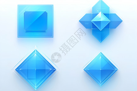四个蓝色方块的构图背景图片