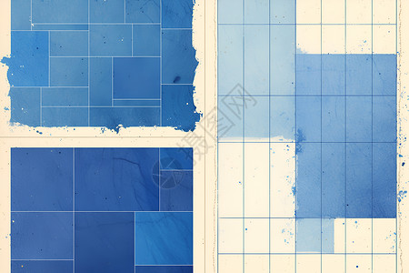 蓝色水彩方块构图背景图片