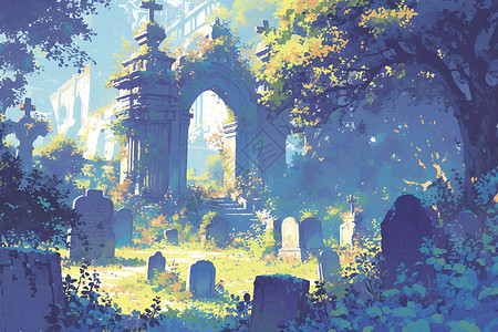 安静的墓园背景图片