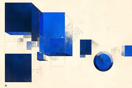 蓝色方块抽象壁纸背景图片