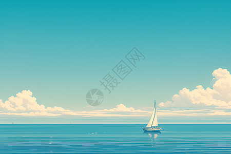 孤舟漂泊在大海上高清图片