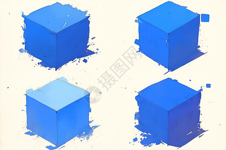 蓝色方块的抽象组合背景图片
