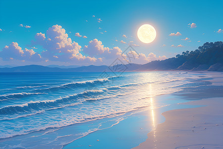 沙滩上的月亮背景图片