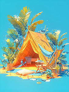 黄色的小帐篷背景图片