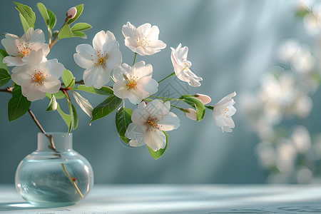 花瓶里的美丽樱花高清图片