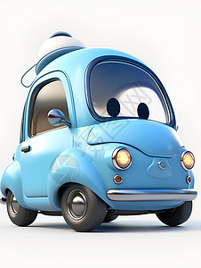 车轮背景蓝色玩具车插画