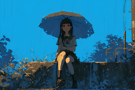 撑伞的小女孩背景图片
