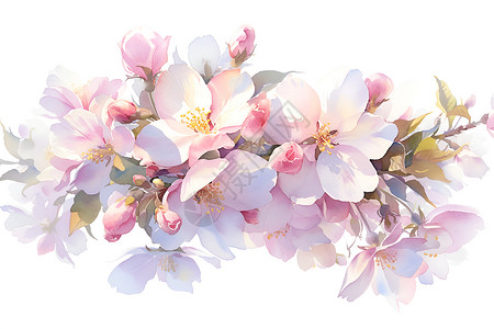 粉色水彩苹果花背景图片