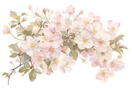简约美丽的粉色海棠花插画