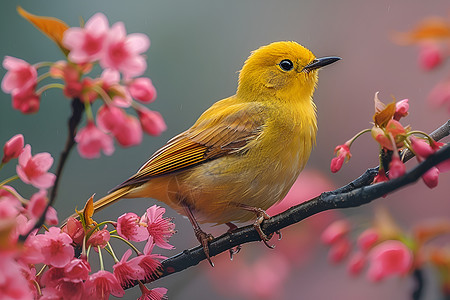 春日枝头的小鸟背景图片