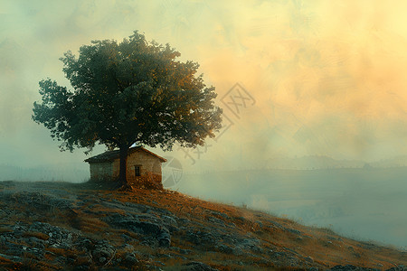 古色古香的农村风景背景图片