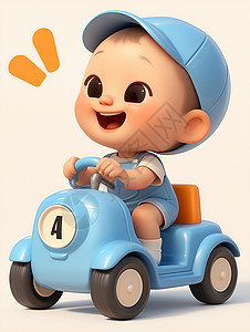 孩子玩具车婴儿驾驶着玩具车插画