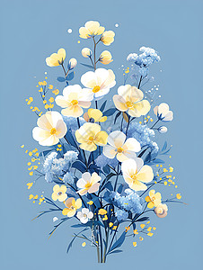蓝色白色的鲜花背景图片