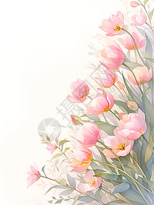 粉色郁金香与剪纸艺术高清图片