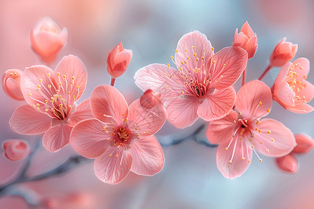 一枝粉色花朵背景图片