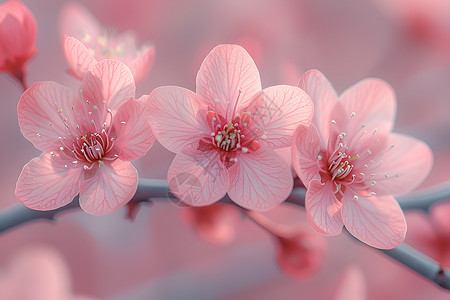 粉樱绽放美丽粉桃高清图片