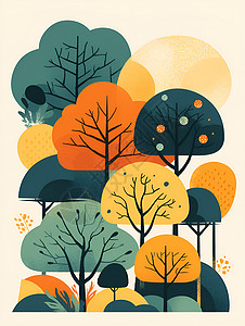 设计的树木艺术插画背景图片