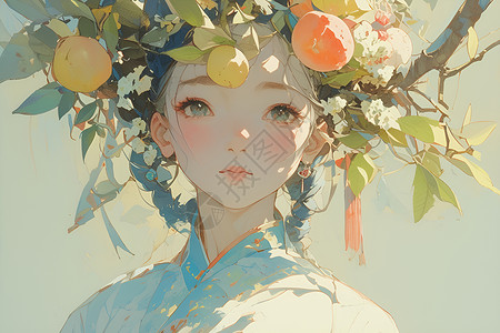 水彩风格插画少女背景图片