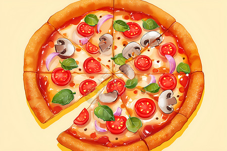 美味的彩色披萨背景图片