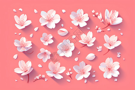 粉色背景下的花朵背景图片