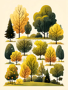 设计的森林树木背景图片
