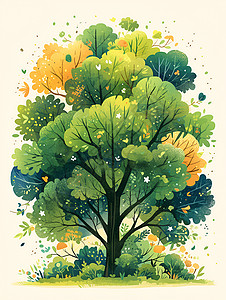 展示的大树插图背景图片