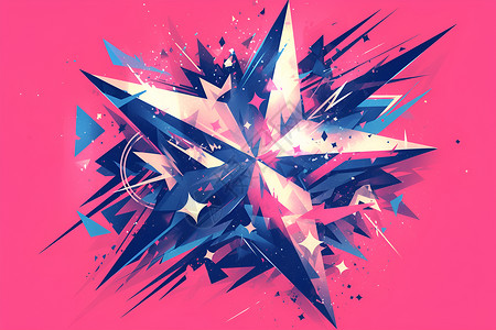 蓝色菱形星星形状的抽象背景插画