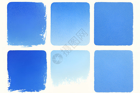 形状排列蓝色方块的水彩画插画