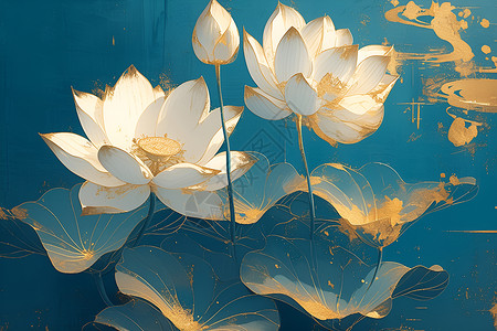池塘里的白莲花背景图片