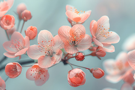 美丽美盛开粉色樱花的细腻之美背景