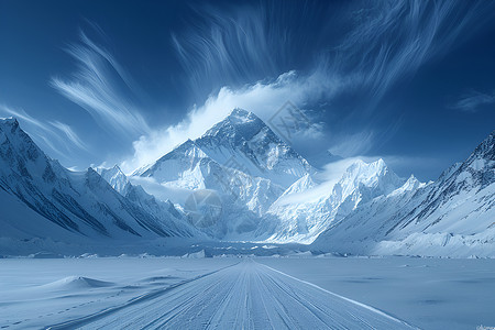 壮观的雪山山峰背景图片